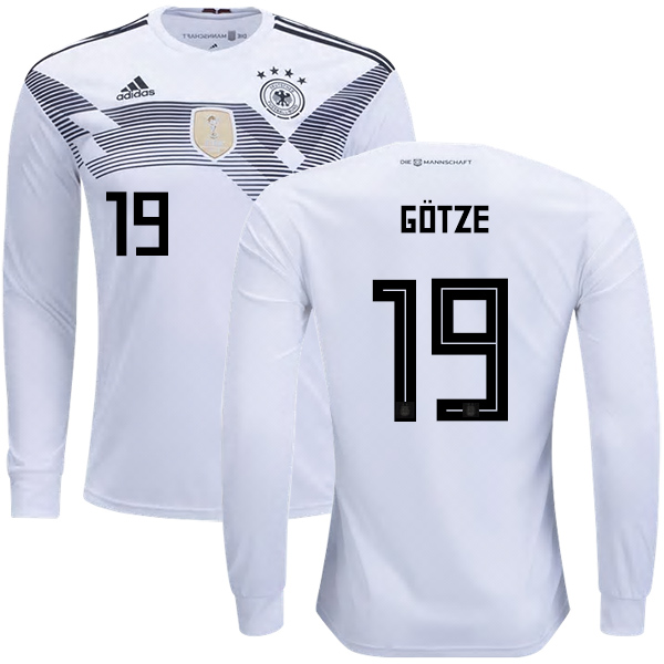 Germany #19 Gotze Home Long Sleeves Kid Soccer Country Jersey